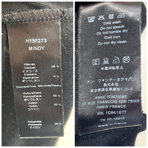 Anne Fontaine Dress Womens 40 Medium Black Sheer Stripe Mesh Mindy France - Picture 9 of 13